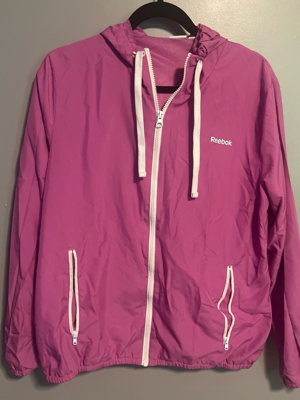 Reebok Pink Hooded Windbreaker Jacket